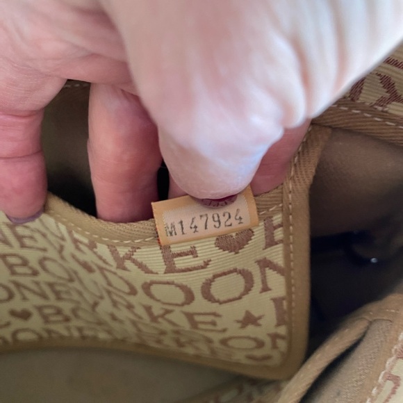 Dooney Bourke Vintage Cream Brown Logo Jacquard‎ Canvas Small Bag Purse - Picture 13 of 14